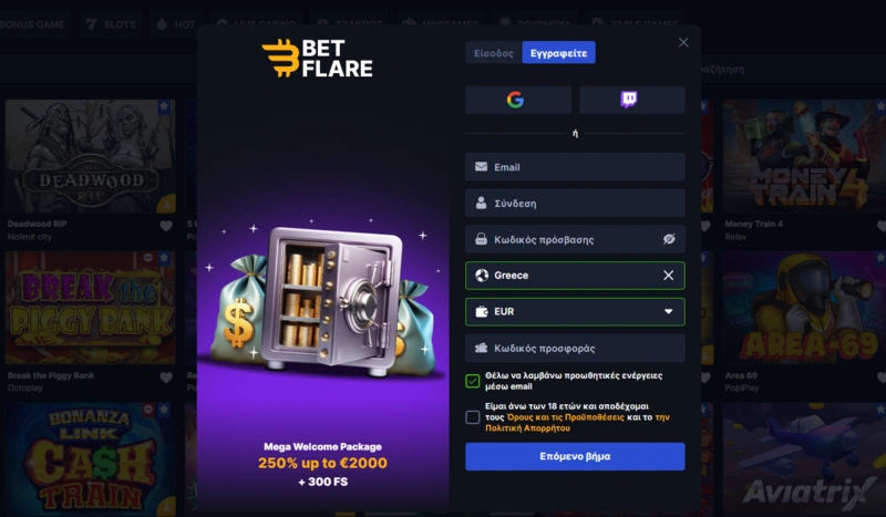 betflare login page